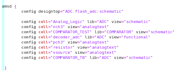 Snapshot of .amsbind.scs file for a Flash_ADC design