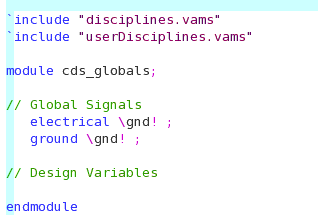 Snapshot of cds_globals.vams file